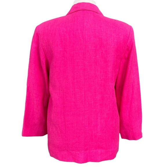 Vintage Harve' Benard Women's Pink 100% Linen with Front Pocket Jacket Size: 14 - Picture 3 of 13